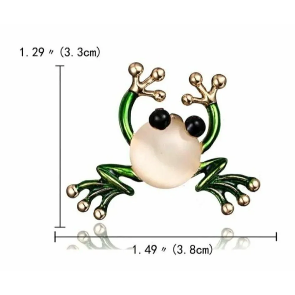 Vintage look gold plated lucky frog brooch suit coat broach collar pin z11